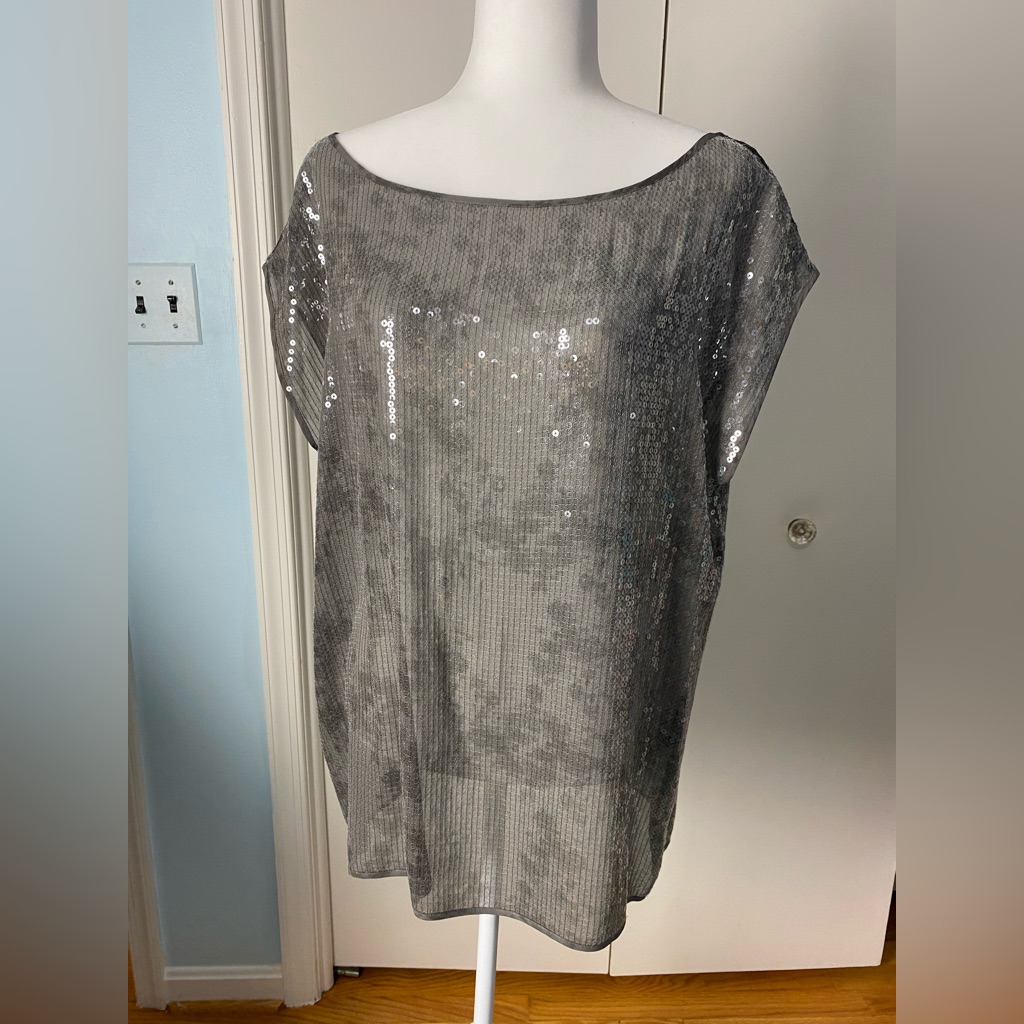 Eileen Fisher Gray Sequin Too Size Xl